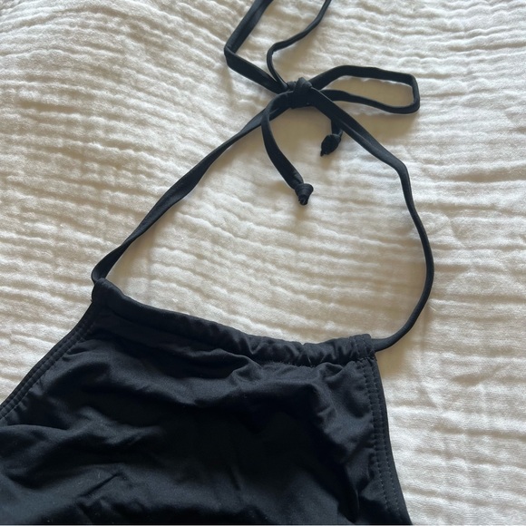 Black High Neck Bikini Top with Fringe. - Picture 5 of 6